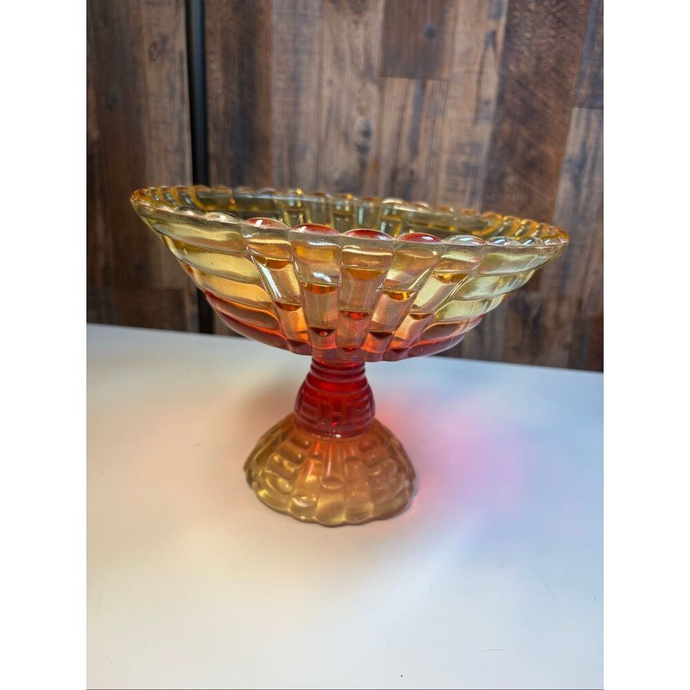 Vintage Ombre Glass Compote Dish